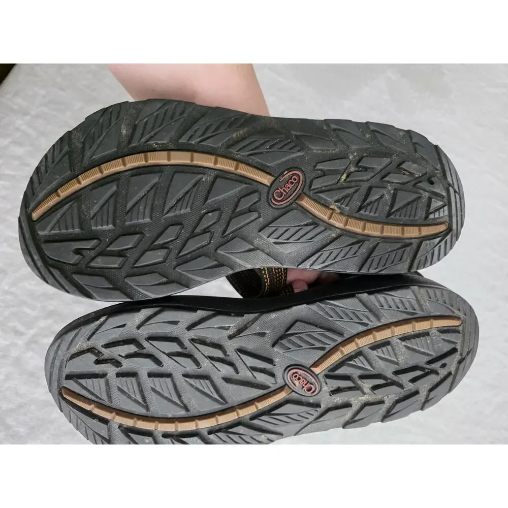 Chaco Z Cloud Men's Size 8 Black w/ Orange Yellow Rust Sandals